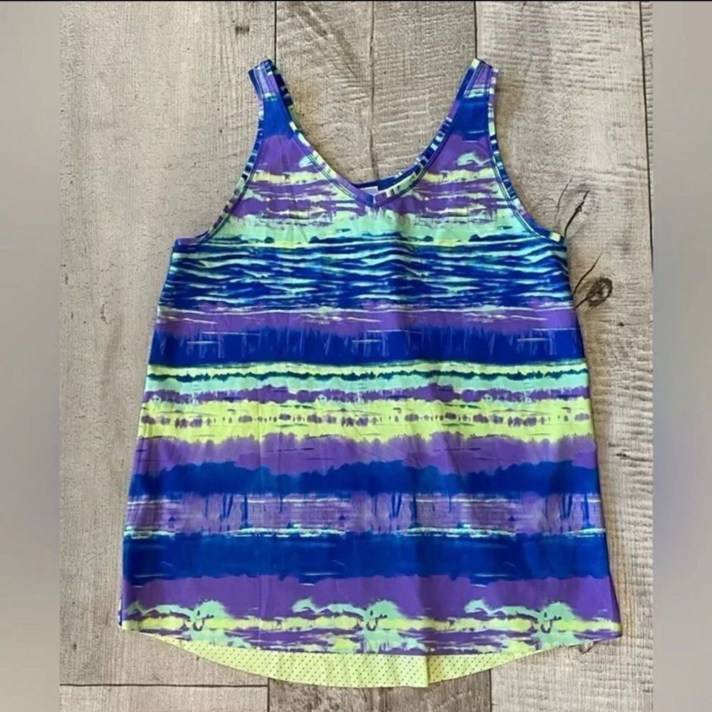 Ivivva Lululemon Girls Size 12 Blue Purple Lime Green Mesh Back Athletic Tank